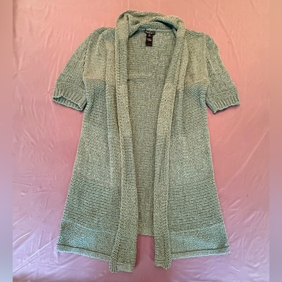 Lafayette 148 Green Short Sleeve Open Cardigan Sweater Size Small MSRP $598 - Picture 2 of 7